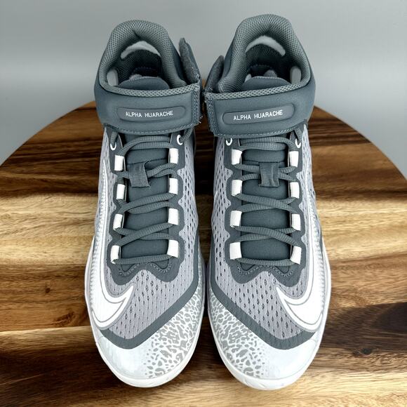Nike Alpha Huarache Elite 4 Mid Men\'s Size 9 Gray Baseball Cleats DJ6520-012 main image 3